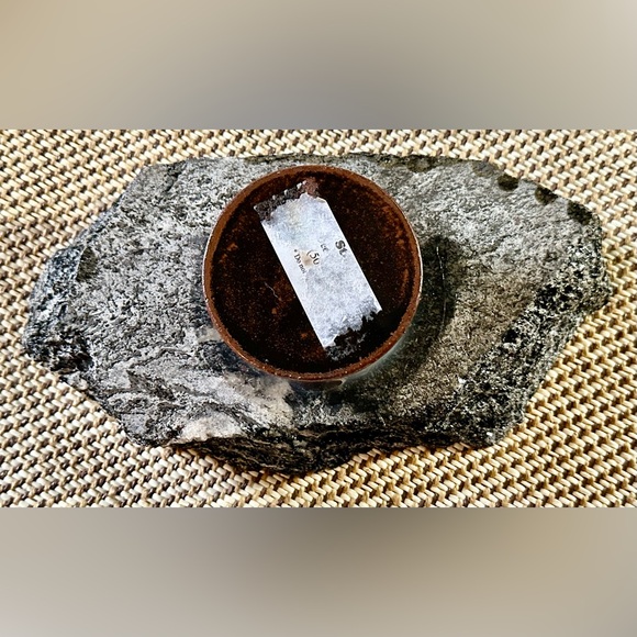 Vintage Flat Black Granite Rough Edge Organic Ikebana Japanese Bud Flower Vase - Picture 8 of 14